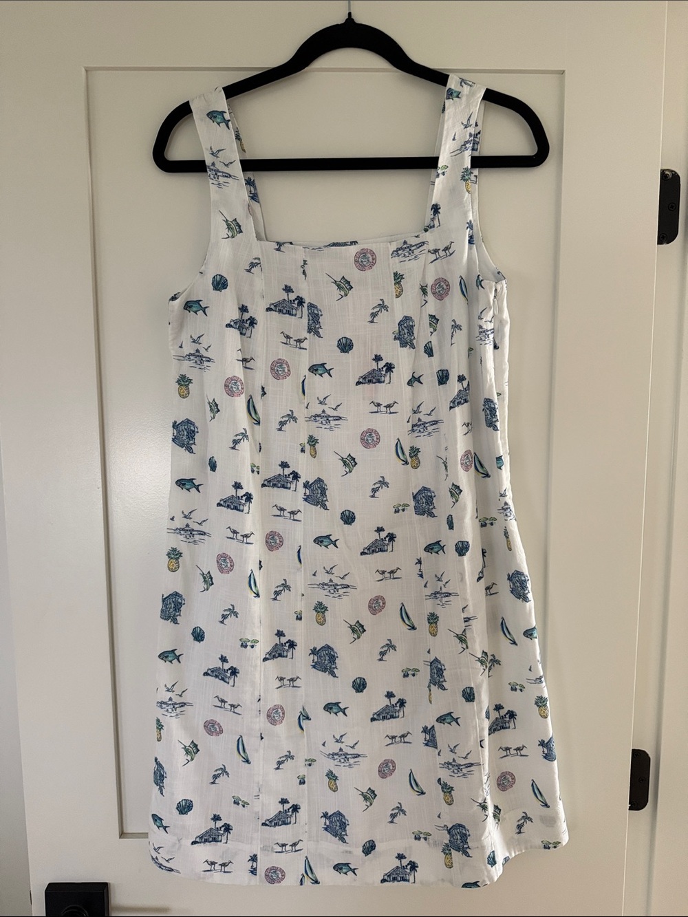 Vineyard Vines White Sundress with Blue and Green Nautical Print
